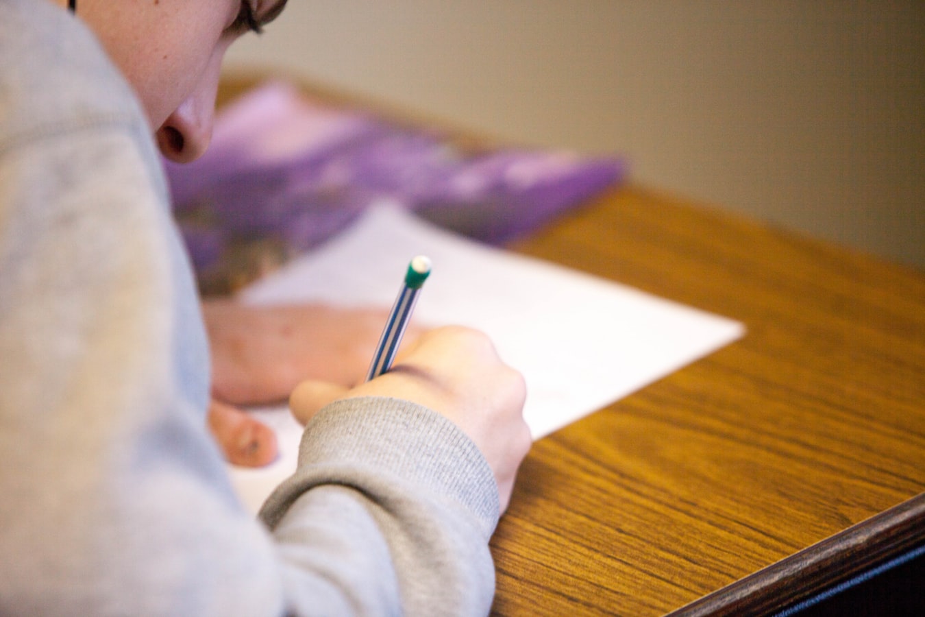 Student taking exam